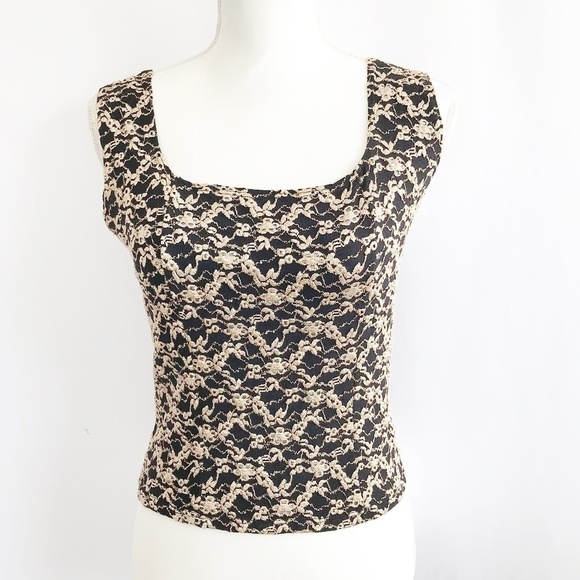 Dressbarn Black & Tan Floral Pattern Top - Picture 1 of 8